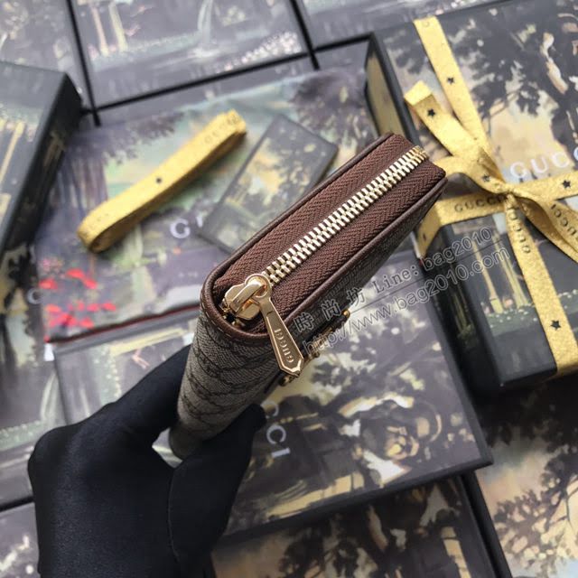 Gucci錢包 古馳2020新款 甩紋牛皮 Gucci三折短錢包 474746大紅全皮  gdj1177